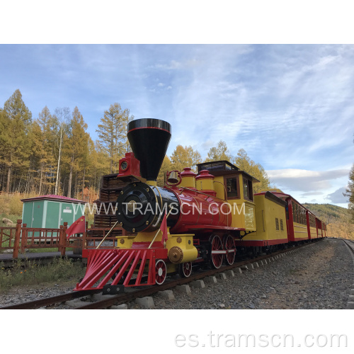 Hermoso bosque viajando en tren de pista